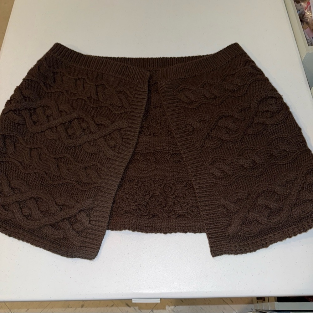 Ann Taylor Loft Brown Cable Knit Lambswool Blend Shrug‎ Bolero Wrap One Size